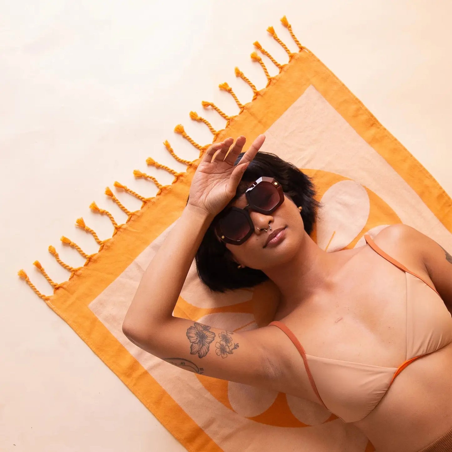 Sunshine Studios Retro Flower Beach Towel