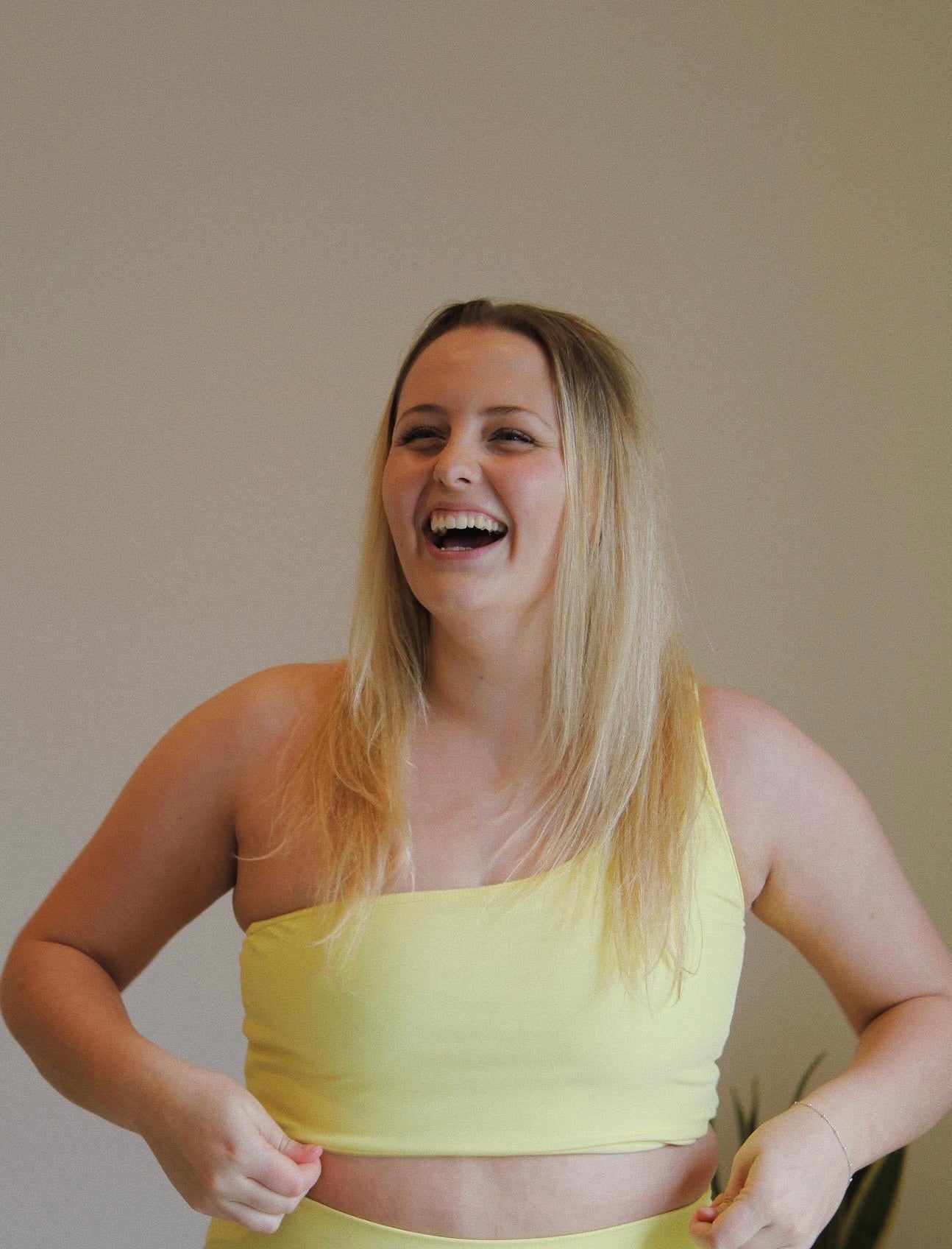 Rosie One Shoulder Bra in Lemon Sherbet