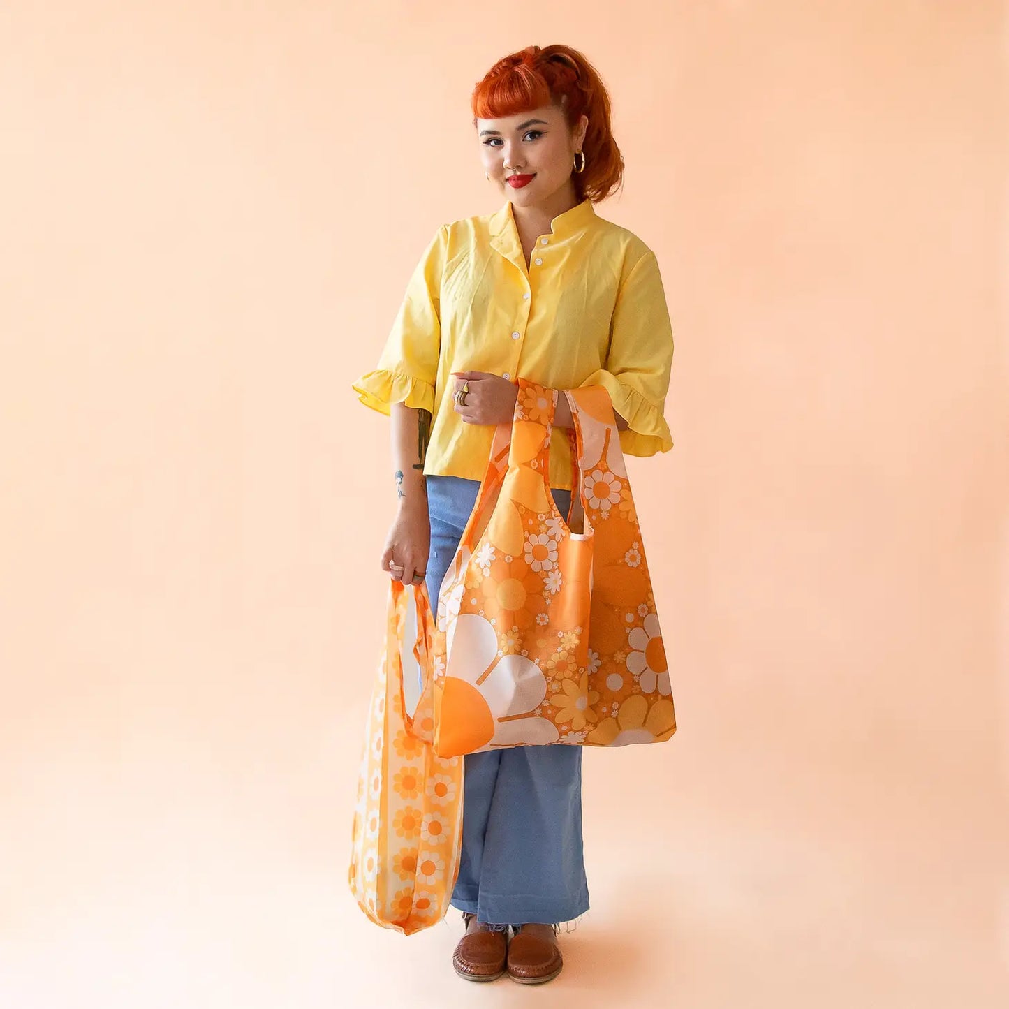 70s Floral Reusable Bag - Marigold